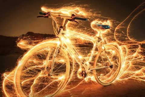 A light-painted bicycle Stock Photos