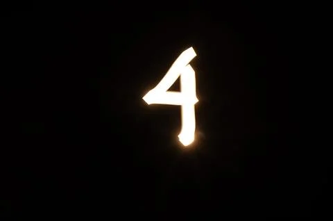 Light Painted Number 4. Symbol of Balance, Earth, and Four Seasons Stock Illustration