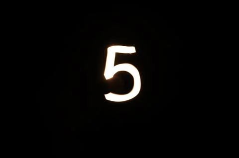 Light Painted Number 5. Symbol of Adventure, Freedom, and Summer Energy Stock Illustration