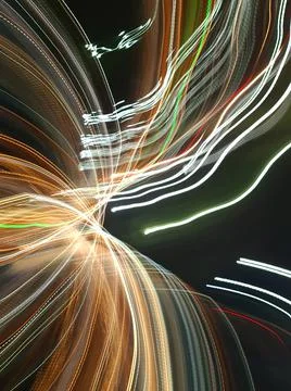 Light painting different colors pyrotechnic display at night. Stock Photos