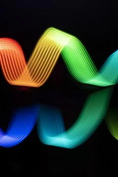 Light Painting Lines of Colour with reflection..LED lighting design style,nig Stock Illustration