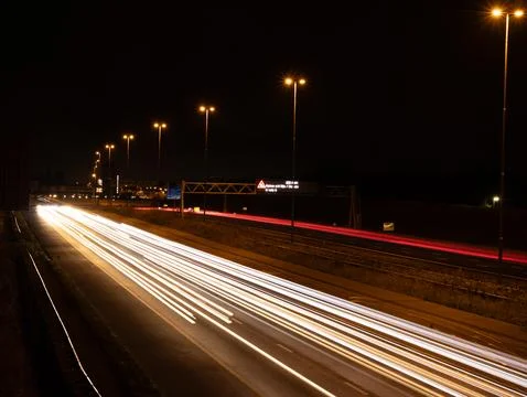 Light painting using the highway Stock Photos
