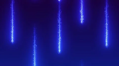 Light particle trails rainfall. Energy light colorful beams falling motion .. Stock Illustration