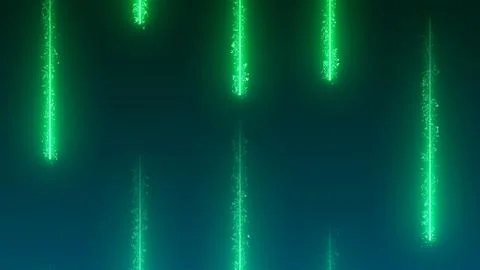 Light particle trails rainfall. Energy light colorful beams falling motion .. Stock Illustration