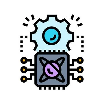 Light particles interacting chip color icon vector illustration Stockillustratie