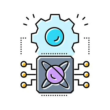 Light particles interacting chip color icon vector illustration Stock Illustration
