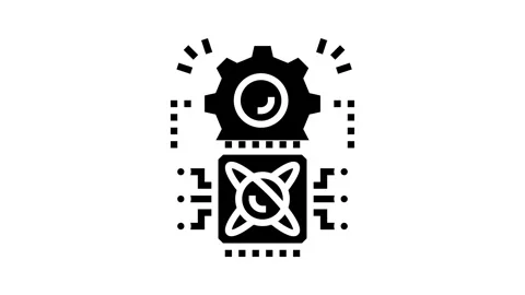 Light particles interacting chip glyph icon animation Stock Footage 326142105