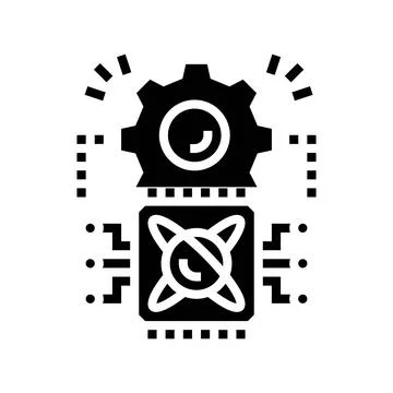 Light particles interacting chip glyph icon vector illustration Stockillustratie
