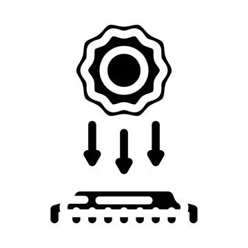 Light particles interacting chip glyph icon vector illustration Stock Illustration