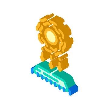 Light particles interacting chip isometric icon vector illustration 스톡 일러스트
