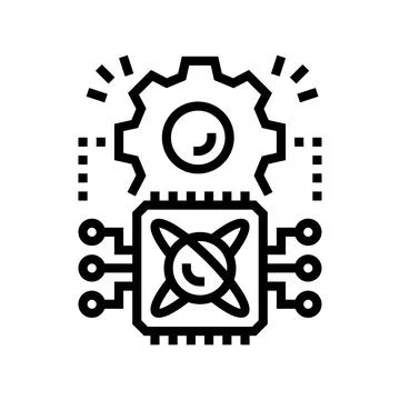 Light particles interacting chip line icon vector illustration Illustrazione stock