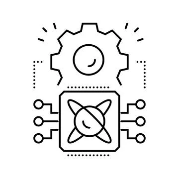 Light particles interacting chip line icon vector illustration Illustrazione stock