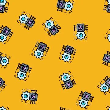 Light particles interacting chip vector seamless pattern イラスト素材