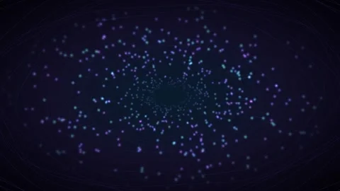 Light particles move in a dark space background and create patterns Stock Footage 337073446