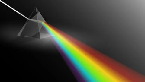 Light Passing Through a Triangular Prism. Physics Illustration Template 스톡 일러스트
