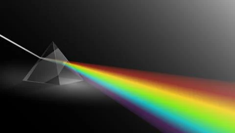 Light Passing Through a Triangular Prism. Physics Illustration Template Stock Illustration