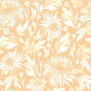 Light pastel seamless pattern with chrysanthemum flowers in full bloom. Stock Illustration