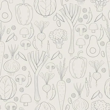 Light pastel vegetables background seamless pattern print Stock Illustration