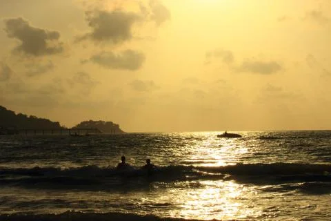 The light path on the sea expanse Stock Photos