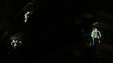 Light pattern on building during glow 2012 in eindhoven Stock Footage 12566741