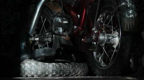 Light pattern moving on old bicycle.  Stock Footage 52127856