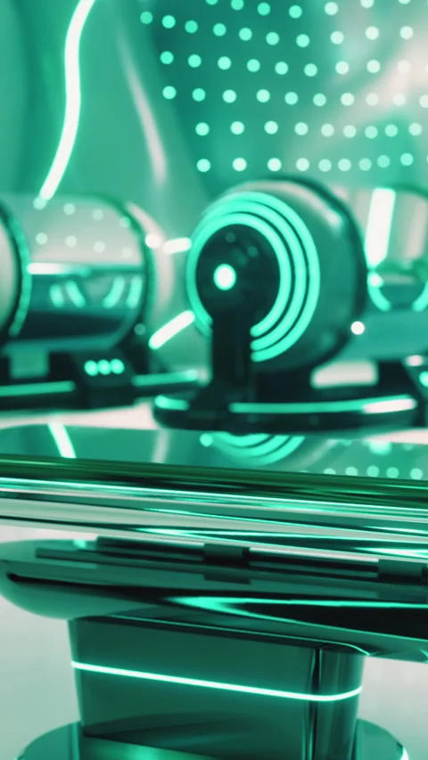 Light patterns and devices in a modern technology setting at night Stock Footage 340271289