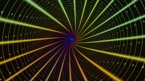 Light patterns create swirling tunnel effect in vibrant Stock Footage 340307423
