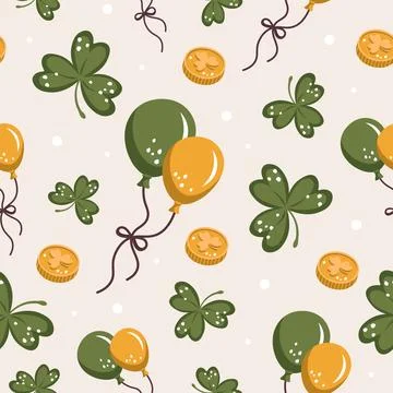 Light patterns with elements of saint patrick clover balloons Stock Illustration