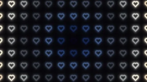 Light patterns form heart shapes in dark background Stock Footage 338288606