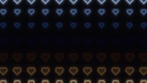 Light patterns of hearts in various colors on a dark 스톡 동영상 338123310