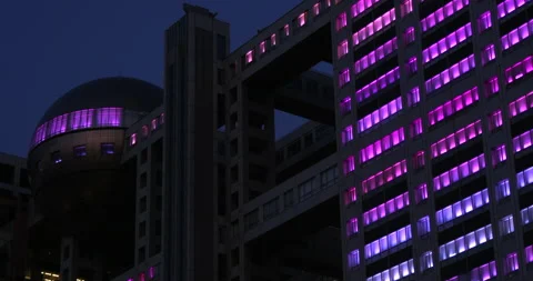 Light Performance at Night in Fuji TV Studio in Japan, Tokyo 4K 스톡 동영상 130401579