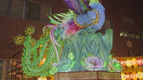 Light up phoenix statue float Stock Footage 229188447