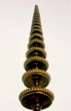 Light Pillars made of Brass in front of Malasa Narayani Temple, Stock Photos