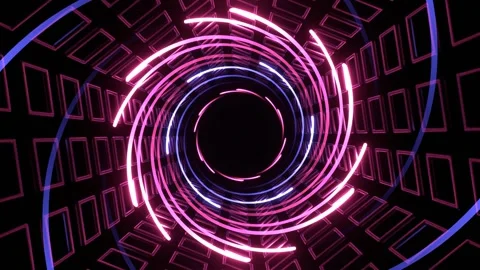 Light Pink and Light Blue Neon Spiral in Hexagonal Tunnel Background VJ Loop Stock Footage 319932704