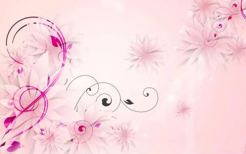 Light pink background, pink buds of fabulous colors Stock Illustration