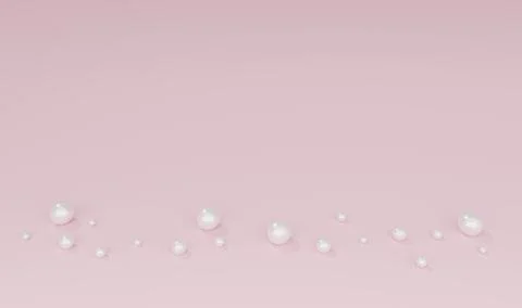 Light pink background with white pearl beads, 3d render Stock Illustration