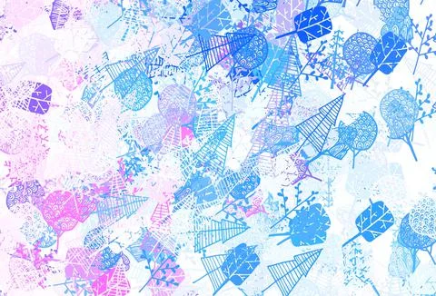 Light Pink, Blue vector abstract backdrop with trees, branches. Stock Illustration