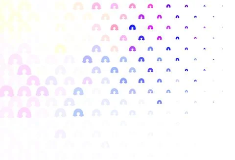 Light Pink, Blue vector backdrop with rainbows, clouds. Stock Illustration