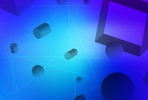 Light Pink, Blue vector backdrop with 3D cubes, cylinders, spheres, rectangle Illustrazione stock