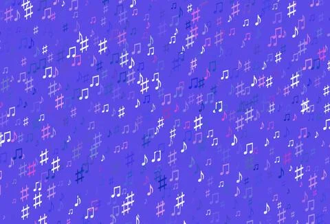 Light Pink, Blue vector background with music symbols. Illustrazione stock