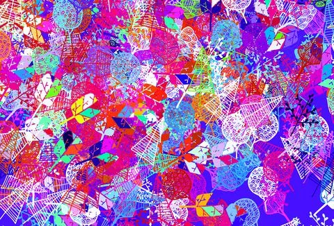Light Pink, Blue vector doodle pattern with trees, branches. イラスト素材