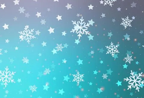 Light Pink, Blue vector layout with bright snowflakes, stars. Stock Illustration