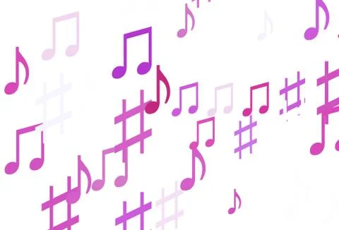 Light Pink, Blue vector pattern with music elements. Stock Illustration