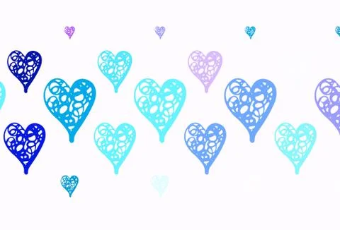 Light Pink, Blue vector pattern with colorful hearts. 스톡 일러스트