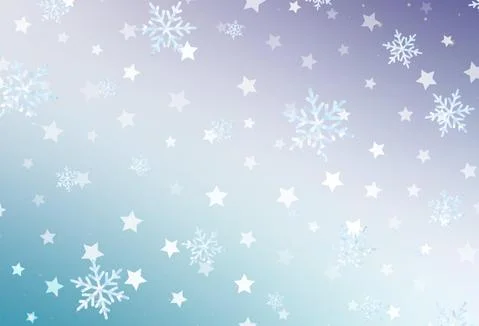 Light Pink, Blue vector pattern with christmas snowflakes, stars. Stock Illustration