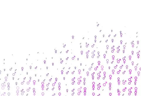 Light pink, blue vector pattern with gender elements. Stock Illustration