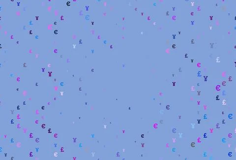 Light Pink, Blue vector pattern with EUR, JPY, GBP. Stock Illustration