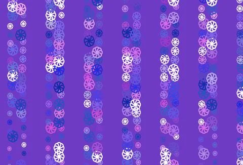 Light Pink, Blue vector pattern with christmas snowflakes. Stock Illustration