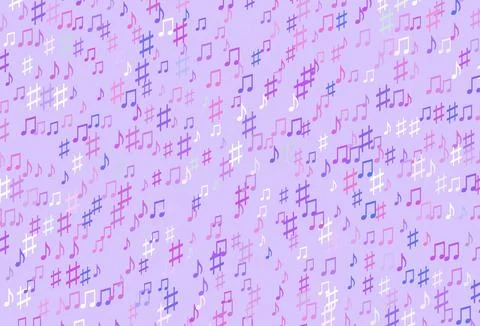 Light Pink, Blue vector pattern with music elements. Stock Illustration
