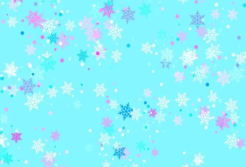 Light Pink, Blue vector pattern with christmas snowflakes. Stock Illustration